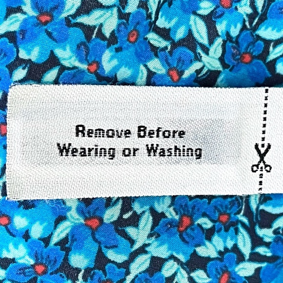 J. Crew Silk Blend Floral Blouse Peasant Flower-Patch Tie Neck Long Sleeve Blue - Picture 16 of 16